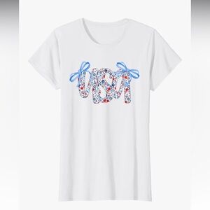 Coquette USA top with florals/bows graphic